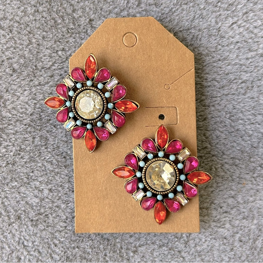 Vibrant BETSEY JOHNSON Icy Pink Earrings St. Barts Cottagecore